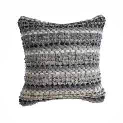 Throw Pillows LR Resources Nia Black And Grey Stripes Hypoallergenic Polyester 18 In. X 18 In. Throw Pillow
