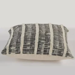 Throw Pillows LR Resources Lines And Stripes Black And Gray Striped Hypoallergenic Polyester 18 In. X 18 In. Throw Pillow -SAFAVIEH Shop lr resources throw pillows pillo07362gryiipl 1f 1000