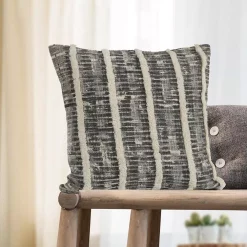 Throw Pillows LR Resources Lines And Stripes Black And Gray Striped Hypoallergenic Polyester 18 In. X 18 In. Throw Pillow -SAFAVIEH Shop lr resources throw pillows pillo07362gryiipl 31 1000