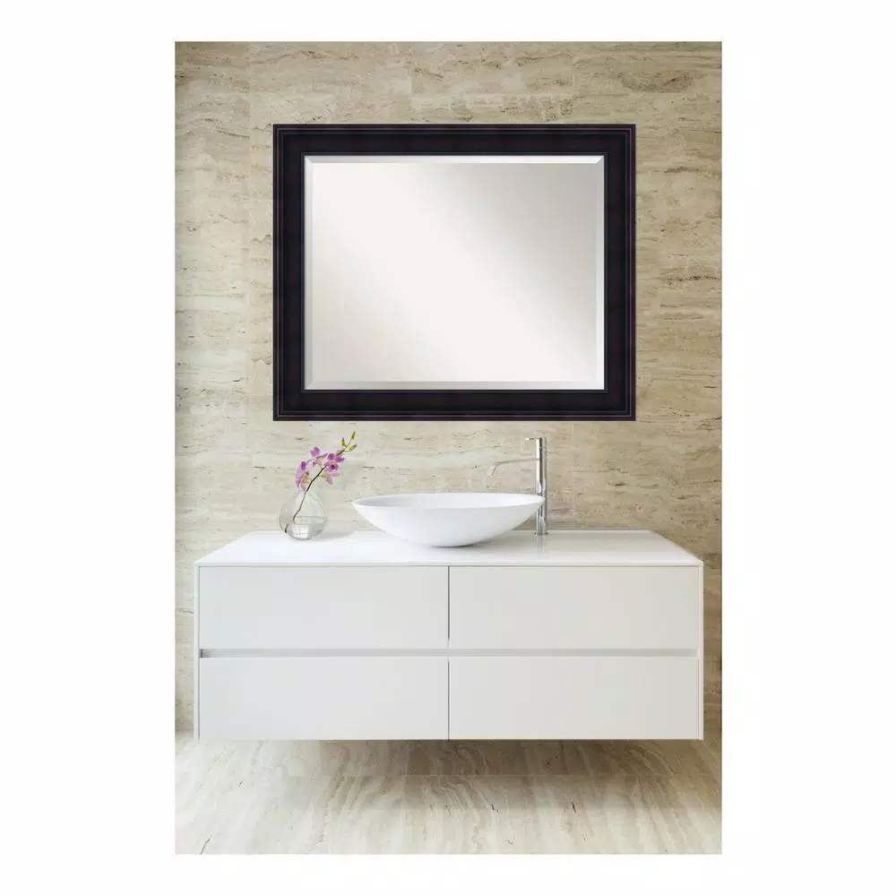 Mirrors Amanti Art Annatto 33 In. W X 27 In. H Framed Rectangular Beveled Edge Bathroom Vanity Mirror In Mahogany 3 Mirrors Amanti Art Annatto 33 In. W X 27 In. H Framed Rectangular Beveled Edge Bathroom Vanity Mirror In Mahogany