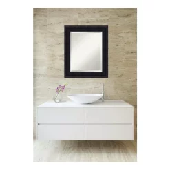 Mirrors Amanti Art Annatto 21 In. W X 25 In. H Framed Rectangular Beveled Edge Bathroom Vanity Mirror In Mahogany