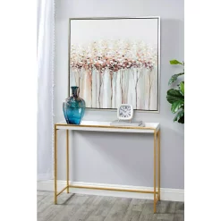 LITTON LANE Square Mauve, White And Blue Metal Table Clocks With Retractable Stands And Gold Feet (Set Of 3)