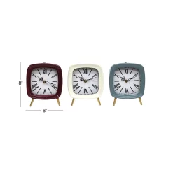 LITTON LANE Square Mauve, White And Blue Metal Table Clocks With Retractable Stands And Gold Feet (Set Of 3) -SAFAVIEH Shop mauve white and blue litton lane table clocks 46420 fa 1000