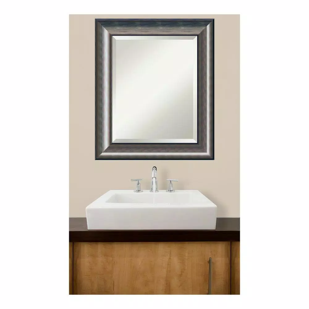 Mirrors Amanti Art Quick Metallic Silver Scoop Wood 22 In. W X 26 In. H Single Contemporary Bathroom Vanity Mirror 7 Mirrors Amanti Art Quick Metallic Silver Scoop Wood 22 In. W X 26 In. H Single Contemporary Bathroom Vanity Mirror - Image 5