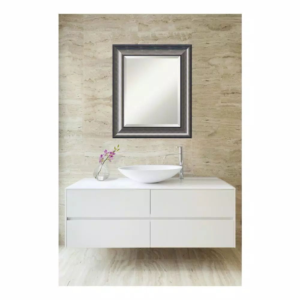 Mirrors Amanti Art Quick Metallic Silver Scoop Wood 22 In. W X 26 In. H Single Contemporary Bathroom Vanity Mirror 3 Mirrors Amanti Art Quick Metallic Silver Scoop Wood 22 In. W X 26 In. H Single Contemporary Bathroom Vanity Mirror