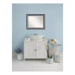 Mirrors Amanti Art Quick 34 In. W X 28 In. H Framed Rectangular Beveled Edge Bathroom Vanity Mirror In Metallic Silver