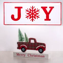Decorative Letters Glitzhome 12.81 In. L Multi-Color Wooden/Metal Red Truck Table Decor