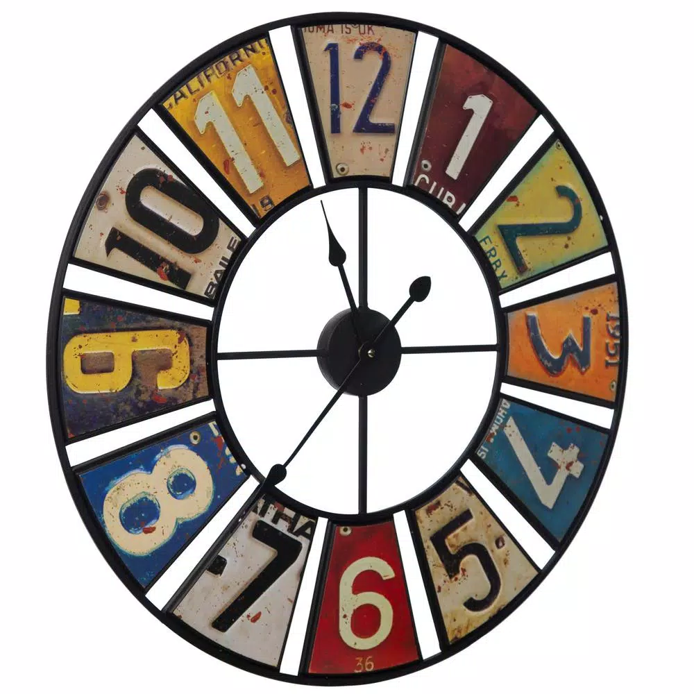 Wall Clocks Pinnacle Vintage License Plates Multi-Color Clock 6 Wall Clocks Pinnacle Vintage License Plates Multi-Color Clock - Image 4