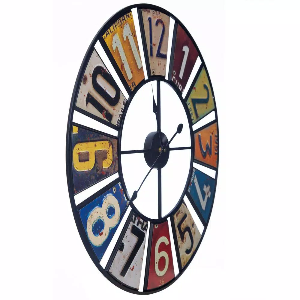 Wall Clocks Pinnacle Vintage License Plates Multi-Color Clock 7 Wall Clocks Pinnacle Vintage License Plates Multi-Color Clock - Image 5