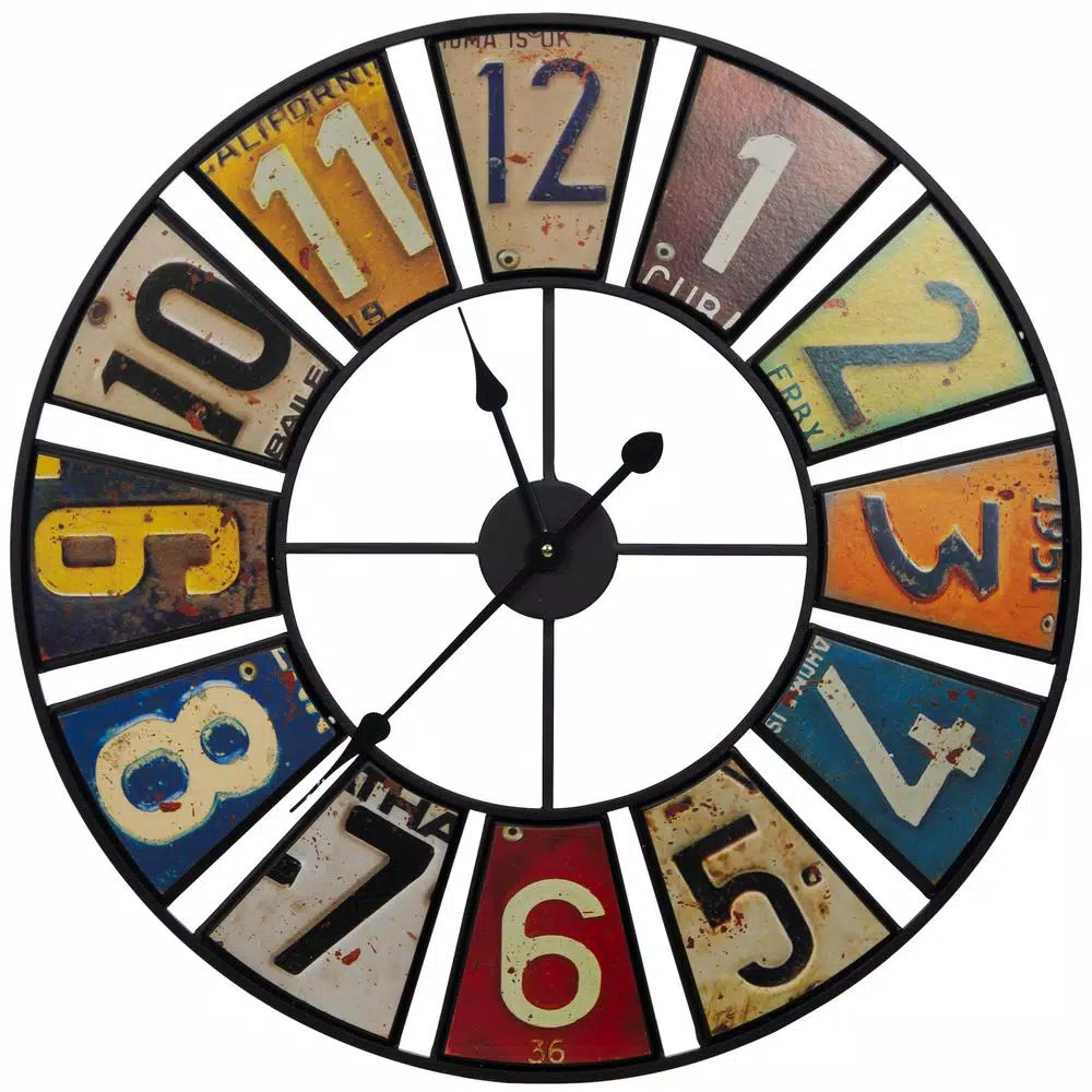 Wall Clocks Pinnacle Vintage License Plates Multi-Color Clock 5 Wall Clocks Pinnacle Vintage License Plates Multi-Color Clock - Image 3