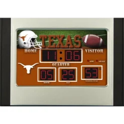 Table Clocks Team Sports America University Of Texas NCAA Multi-Color Scoreboard Alarm Clock