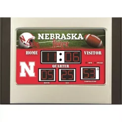 Table Clocks Team Sports America University Of Nebraska NCAA Multi-Color Scoreboard Alarm Clock
