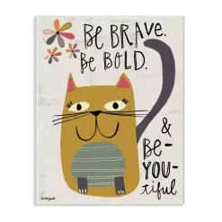 Wall Signs Stupell Industries 10 In. X 15 In. “Be Brave Be Bold Be You Be Beautiful Kitty” By Katie Doucette Printed Wood Wall Art