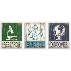 Wall Signs Stupell Industries 10 In. X 15 In. “Research Science Discover” By Jennifer Pugh Printed Wood Wall Art