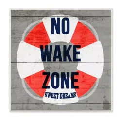 Wall Signs Stupell Industries 12 In. X 12 In. “No Wake Zone Life Raft” By Daphne Polselli Printed Wood Wall Art