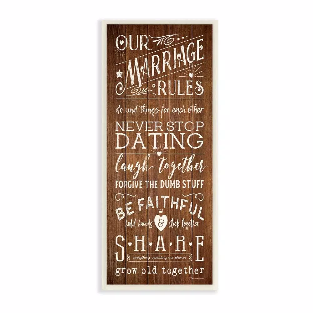 Wall Signs Stupell Industries 7 In. X 17 In. “Our Marriage Rules” By Stephanie Workman Marrott Printed Wood Wall Art 3 Wall Signs Stupell Industries 7 In. X 17 In. “Our Marriage Rules” By Stephanie Workman Marrott Printed Wood Wall Art