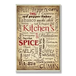 Wall Signs Stupell Industries 12.5 In. X 18.5 In. “Kitchen Spice Typography” By Carole Stevens Printed Wood Wall Art