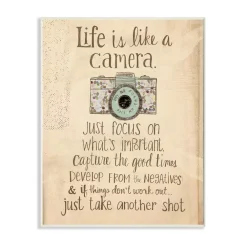 Wall Signs Stupell Industries 12.5 In. X 18.5 In. “Life Is Like A Camera Inspirational” By Katie Doucette Printed Wood Wall Art