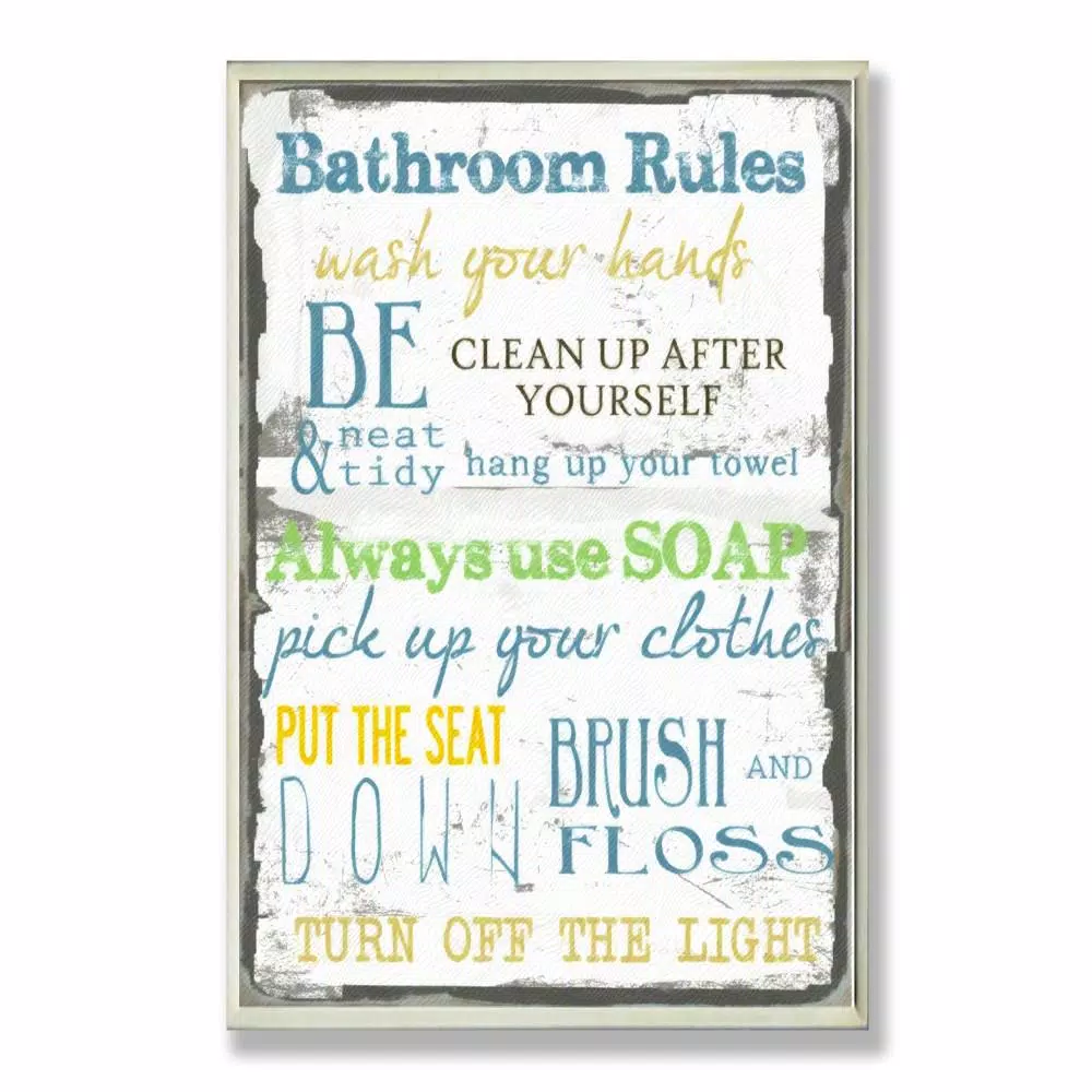 Wall Signs Stupell Industries 12.5 In. X 18.5 In. “Bathroom Rules Typography” By Taylor Greene Printed Wood Wall Art 3 Wall Signs Stupell Industries 12.5 In. X 18.5 In. “Bathroom Rules Typography” By Taylor Greene Printed Wood Wall Art