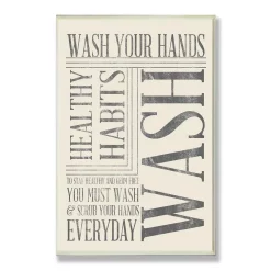 Wall Signs Stupell Industries 12.5 In. X 18.5 In. “Wash Your Hands Typography Bathroom Art” By Sd Graphics Studio Printed Wood Wall Art