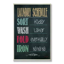 Wall Signs Stupell Industries 12.5 In. X 18.5 In. “Laundry Schedule Chalkboard Bathroom” By Jo Moulton Printed Wood Wall Art