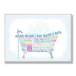 Wall Signs Stupell Industries 12.5 In. X 18.5 In. “Splish Splash Typography Bathroom Art” By Janet White Printed Wood Wall Art