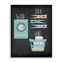 Wall Signs Stupell Industries 10 In. X 15 In. “Wash Dry Fold Illustration” By Jo Moulton Printed Wood Wall Art