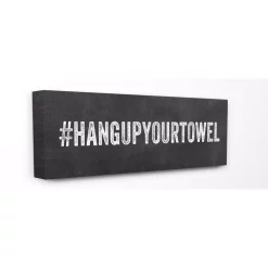Wall Signs Stupell Industries 10 In. X 24 In. “Hashtag Hang Up Your Towel” By Linda Woods Printed Canvas Wall Art