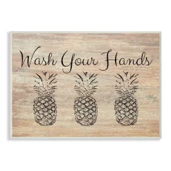 Wall Signs Stupell Industries 10 In. X 15 In. “Wash Your Hands Pineapple” By Linda Woods Printed Wood Wall Art