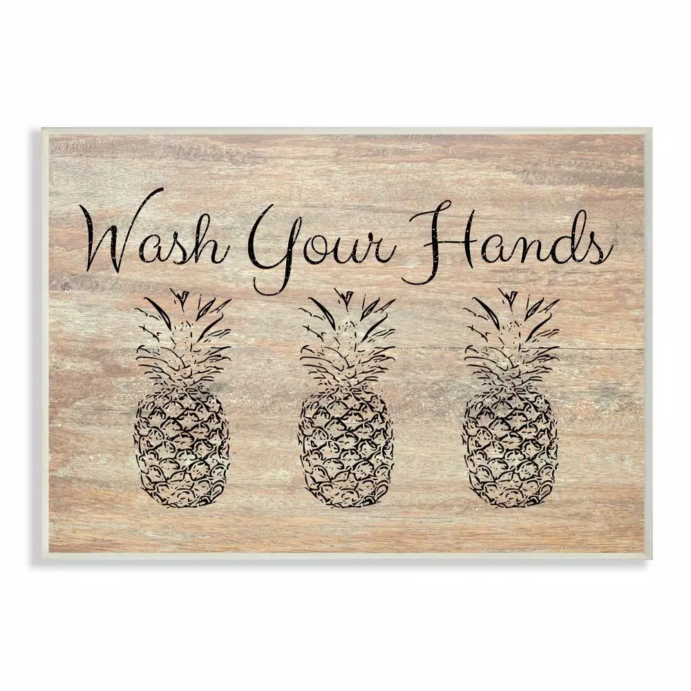 Wall Signs Stupell Industries 10 In. X 15 In. “Wash Your Hands Pineapple” By Linda Woods Printed Wood Wall Art 3 Wall Signs Stupell Industries 10 In. X 15 In. “Wash Your Hands Pineapple” By Linda Woods Printed Wood Wall Art