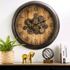 Wall Clocks Glitzhome 27.76 In. D Vintage Industrial Oversized Wooden/Metal Wall Clock With Moving Gears 17 Wall Clocks Glitzhome 27.76 In. D Vintage Industrial Oversized Wooden/Metal Wall Clock With Moving Gears -SAFAVIEH Shop multi glitzhome wall clocks 2009500001 76 1000