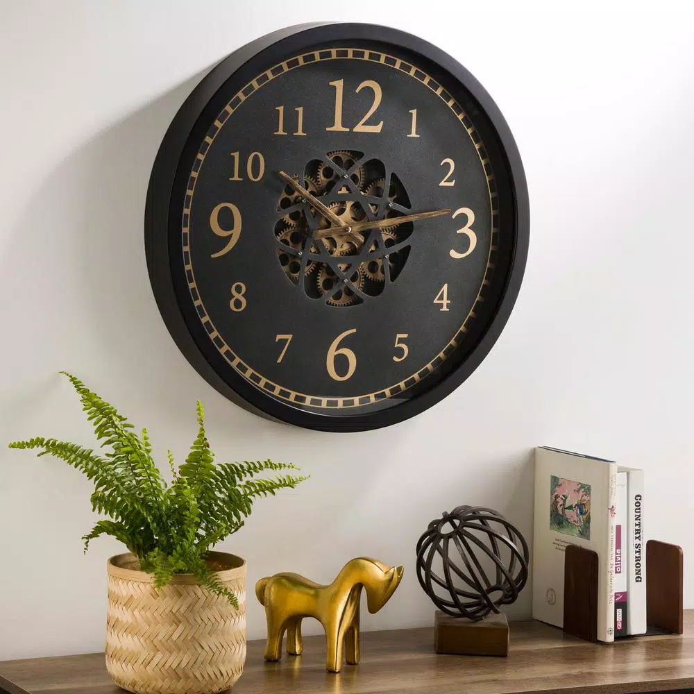 Wall Clocks Glitzhome 22.83 In. D Morden Oversized Metal Wall Clock With Moving Gears 11 Wall Clocks Glitzhome 22.83 In. D Morden Oversized Metal Wall Clock With Moving Gears - Image 9