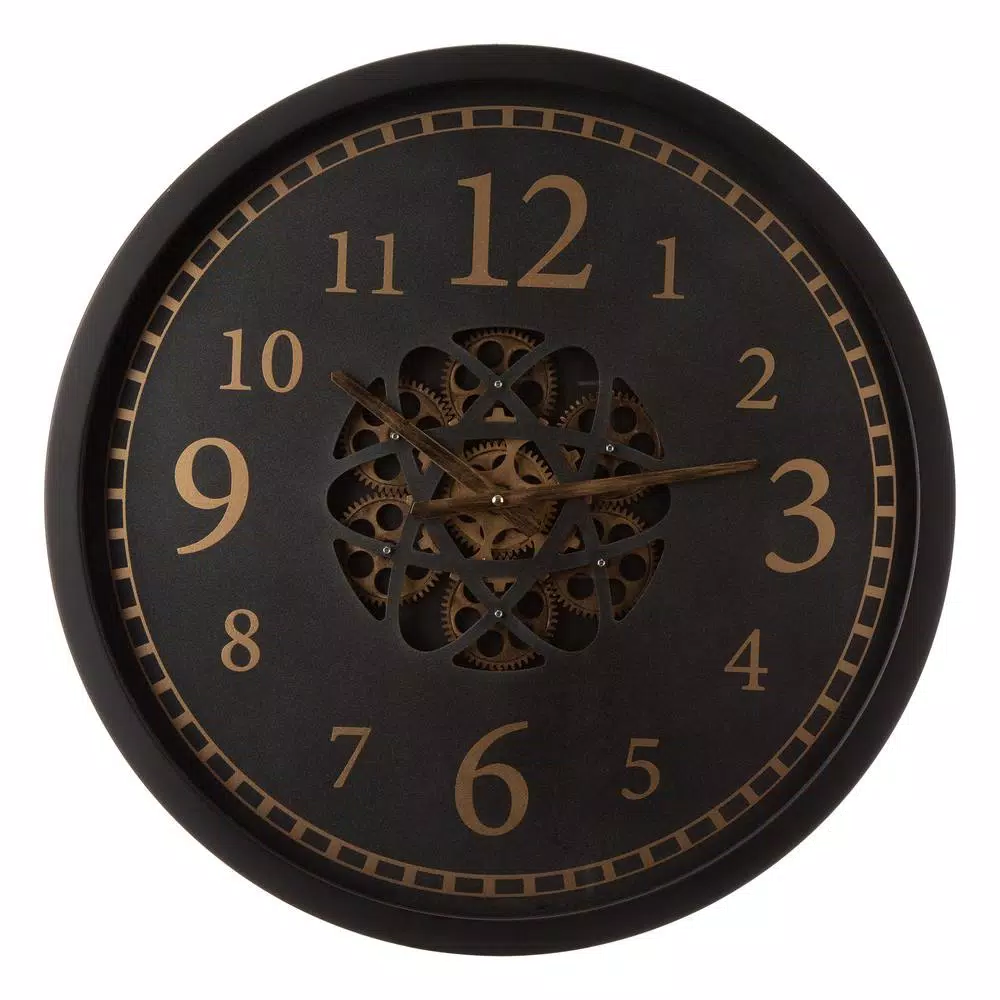 Wall Clocks Glitzhome 22.83 In. D Morden Oversized Metal Wall Clock With Moving Gears 3 Wall Clocks Glitzhome 22.83 In. D Morden Oversized Metal Wall Clock With Moving Gears
