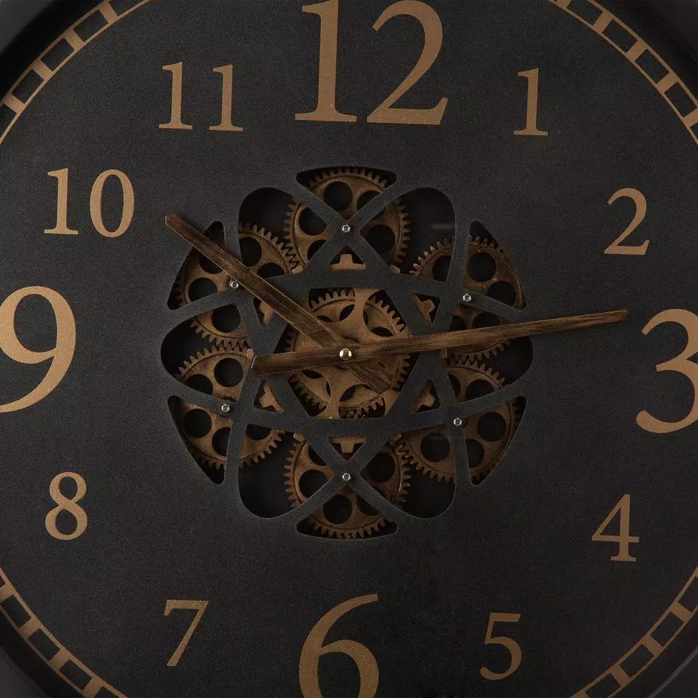 Wall Clocks Glitzhome 22.83 In. D Morden Oversized Metal Wall Clock With Moving Gears 4 Wall Clocks Glitzhome 22.83 In. D Morden Oversized Metal Wall Clock With Moving Gears - Image 2