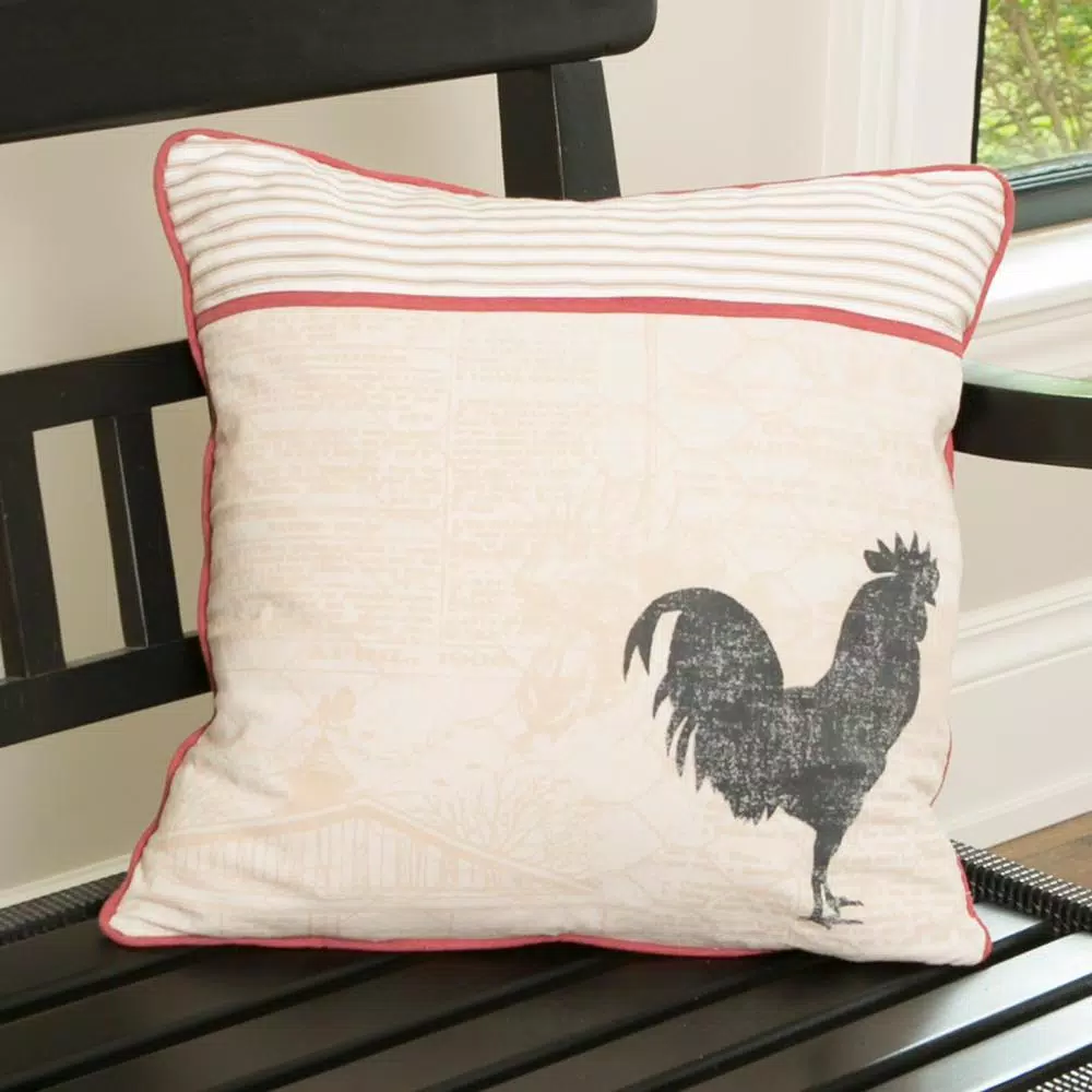 Throw Pillows Heritage Lace Farmhouse Rooster 18 In. X 18 In. Tan Pillow Cover 6 Throw Pillows Heritage Lace Farmhouse Rooster 18 In. X 18 In. Tan Pillow Cover - Image 4