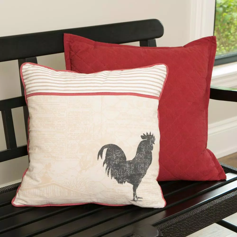 Throw Pillows Heritage Lace Farmhouse Rooster 18 In. X 18 In. Tan Pillow Cover 4 Throw Pillows Heritage Lace Farmhouse Rooster 18 In. X 18 In. Tan Pillow Cover - Image 2