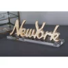 Decorative Letters LITTON LANE 9 In. X 3 In. Gold And Silver Aluminum New York Letter Cut-outs With Clear Acrylic Base (Set Of 2)