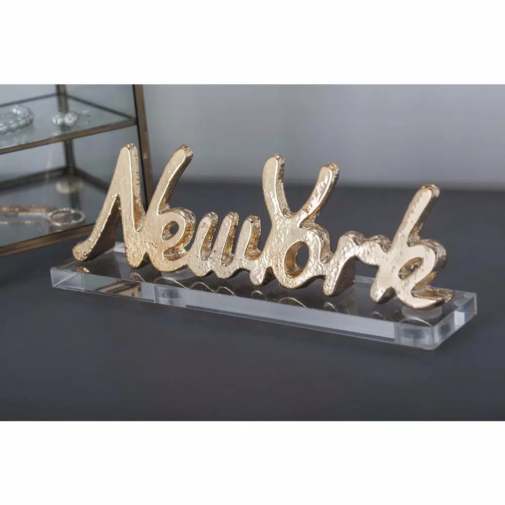 Decorative Letters LITTON LANE 9 In. X 3 In. Gold And Silver Aluminum New York Letter Cut-outs With Clear Acrylic Base (Set Of 2) 3 Decorative Letters LITTON LANE 9 In. X 3 In. Gold And Silver Aluminum New York Letter Cut-outs With Clear Acrylic Base (Set Of 2)