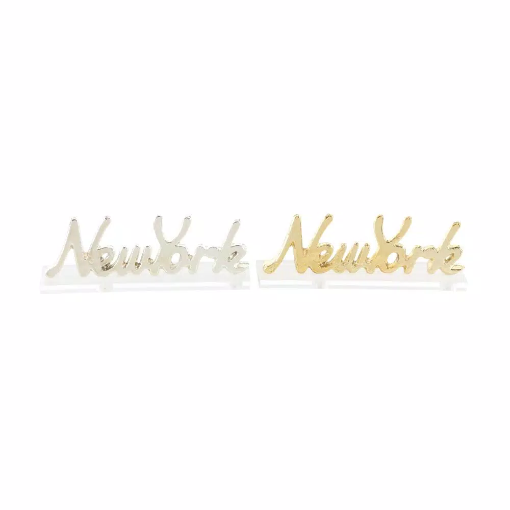 Decorative Letters LITTON LANE 9 In. X 3 In. Gold And Silver Aluminum New York Letter Cut-outs With Clear Acrylic Base (Set Of 2) 4 Decorative Letters LITTON LANE 9 In. X 3 In. Gold And Silver Aluminum New York Letter Cut-outs With Clear Acrylic Base (Set Of 2) - Image 2