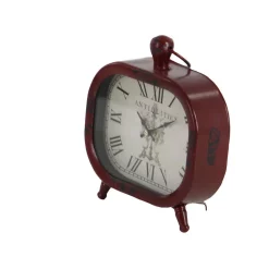 Table Clocks LITTON LANE Classic Rounded Rectangle Iron Table Clock In Distressed Red And Black Or White (3-Pack) -SAFAVIEH Shop multi litton lane table clocks 52526 1f 1000