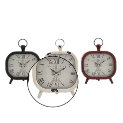 Table Clocks LITTON LANE Classic Rounded Rectangle Iron Table Clock In Distressed Red And Black Or White (3-Pack) -SAFAVIEH Shop multi litton lane table clocks 52526 4f 1000