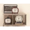 Table Clocks LITTON LANE Classic Rounded Rectangle Iron Table Clock In Distressed Red And Black Or White (3-Pack)
