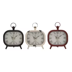 Table Clocks LITTON LANE Classic Rounded Rectangle Iron Table Clock In Distressed Red And Black Or White (3-Pack) -SAFAVIEH Shop multi litton lane table clocks 52526 c3 1000