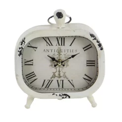 Table Clocks LITTON LANE Classic Rounded Rectangle Iron Table Clock In Distressed Red And Black Or White (3-Pack) -SAFAVIEH Shop multi litton lane table clocks 52526 fa 1000