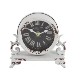 LITTON LANE 7 In. X 7 In. Burgundy Red And Mint Green Round Table Clocks On Rectangular Scrollwork-Designed Base (Set Of 2) -SAFAVIEH Shop multi litton lane table clocks 52566 44 1000