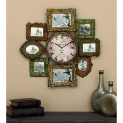 Wall Clocks LITTON LANE 25 In. X 25 In. Metal Photo Frame And Wall Clock -SAFAVIEH Shop multi litton lane wall clocks 68412 31 1000