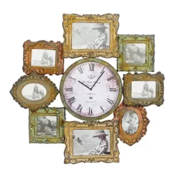 Wall Clocks LITTON LANE 25 In. X 25 In. Metal Photo Frame And Wall Clock