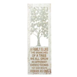 Wall Signs LITTON LANE 12 In. X 36 In. Shabby Chic “A Family Is Like The Branches” Inspirational Statement Wall Decor