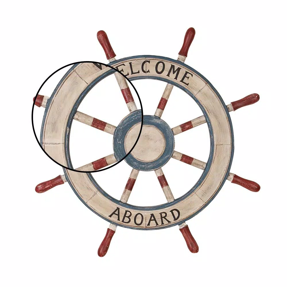 Wall Signs LITTON LANE 23 In. Dia Nautical Welcome Aboard Wooden Ship Wheel 5 Wall Signs LITTON LANE 23 In. Dia Nautical Welcome Aboard Wooden Ship Wheel - Image 3