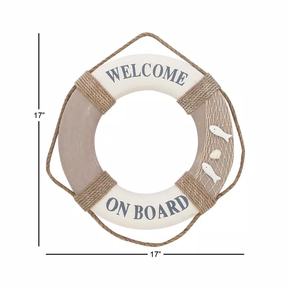 Wall Signs LITTON LANE 16 In. Coastal Living White Polyurethane Rope Life Ring 7 Wall Signs LITTON LANE 16 In. Coastal Living White Polyurethane Rope Life Ring - Image 5